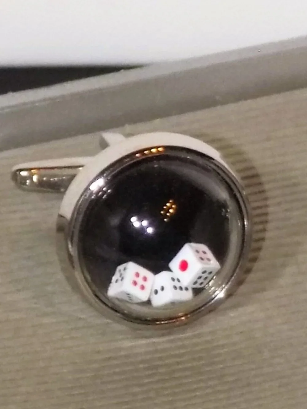 Vintage Kenneth Cole Reaction Novelty Cufflinks Mini Floating Dice in Globes